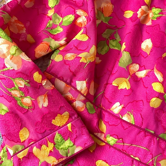 Vintage Lihli at Saks Fifth Avenue Pink Silk Floral Boat Neck Cocktail Dress 8 - Picture 7 of 11